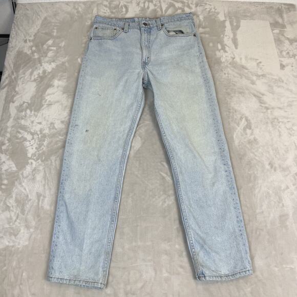 VTG Levis 505 Jeans Mens 34x30 Light Wash Denim Regular Fit Straight USA Grunge - Picture 1 of 15